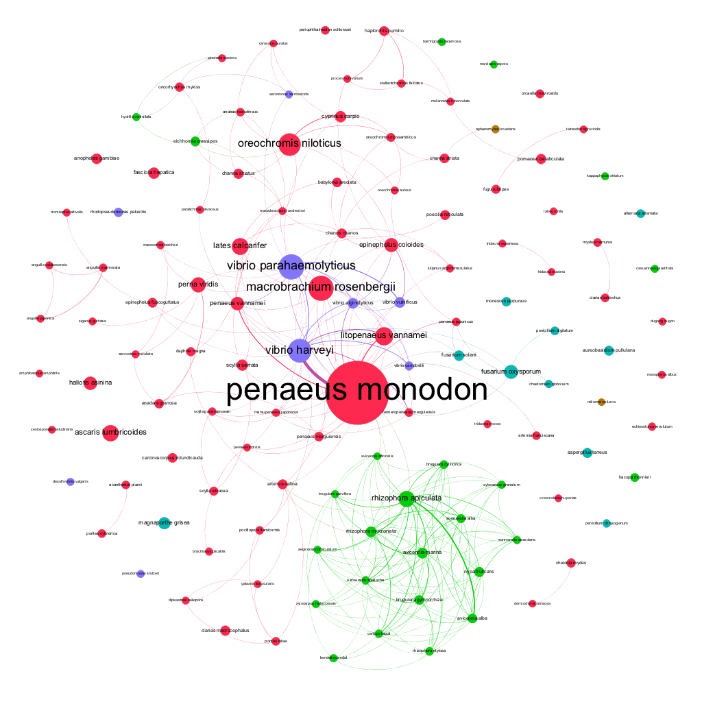 Network of Species that are the Focus of Research