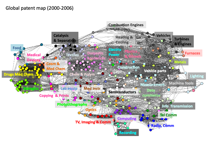 Full patent map of 466 technology categories and 35 technological areas