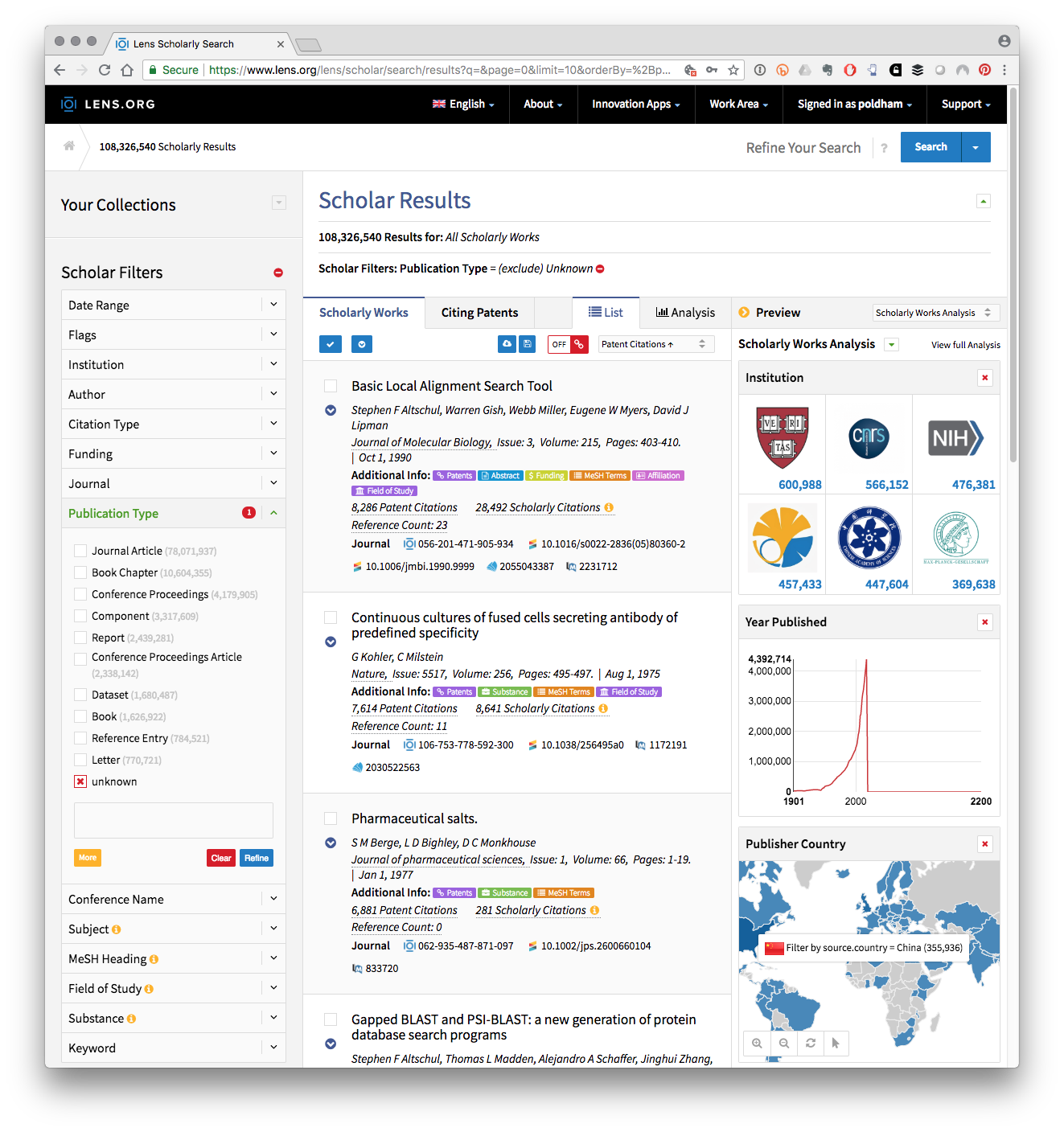 Literature Citations Linking to Patent Citations and to external data sources in the Lens