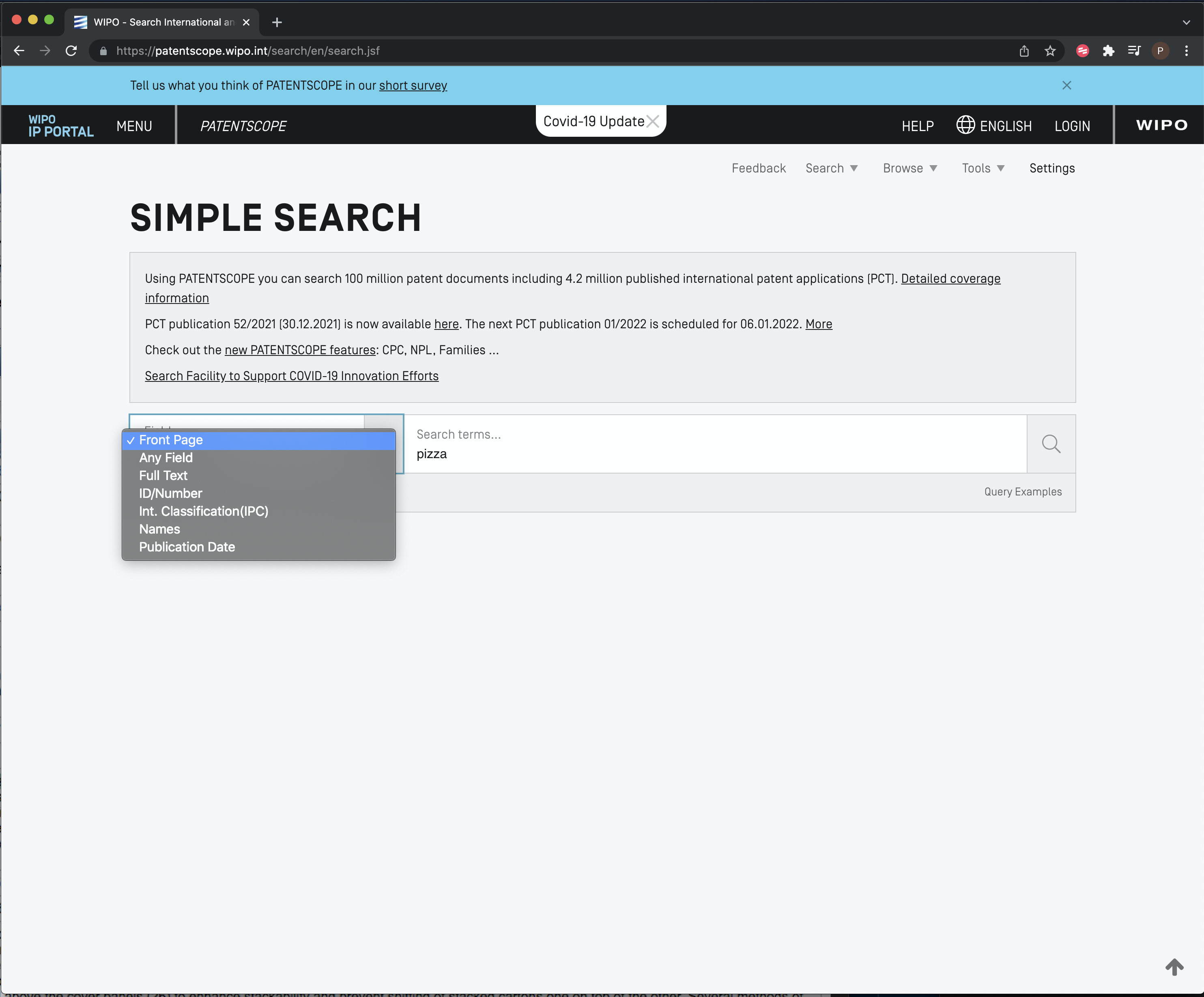 patentscope: Choose Search Fields