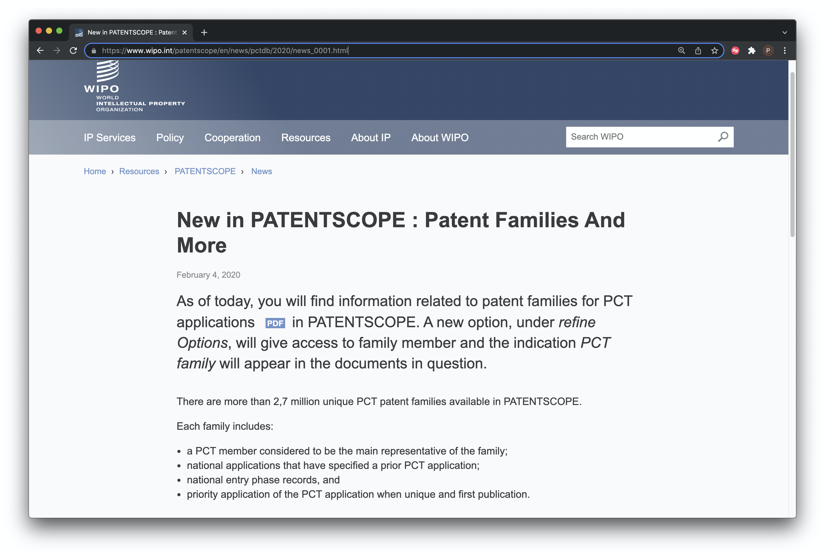 patentscope Patent Family