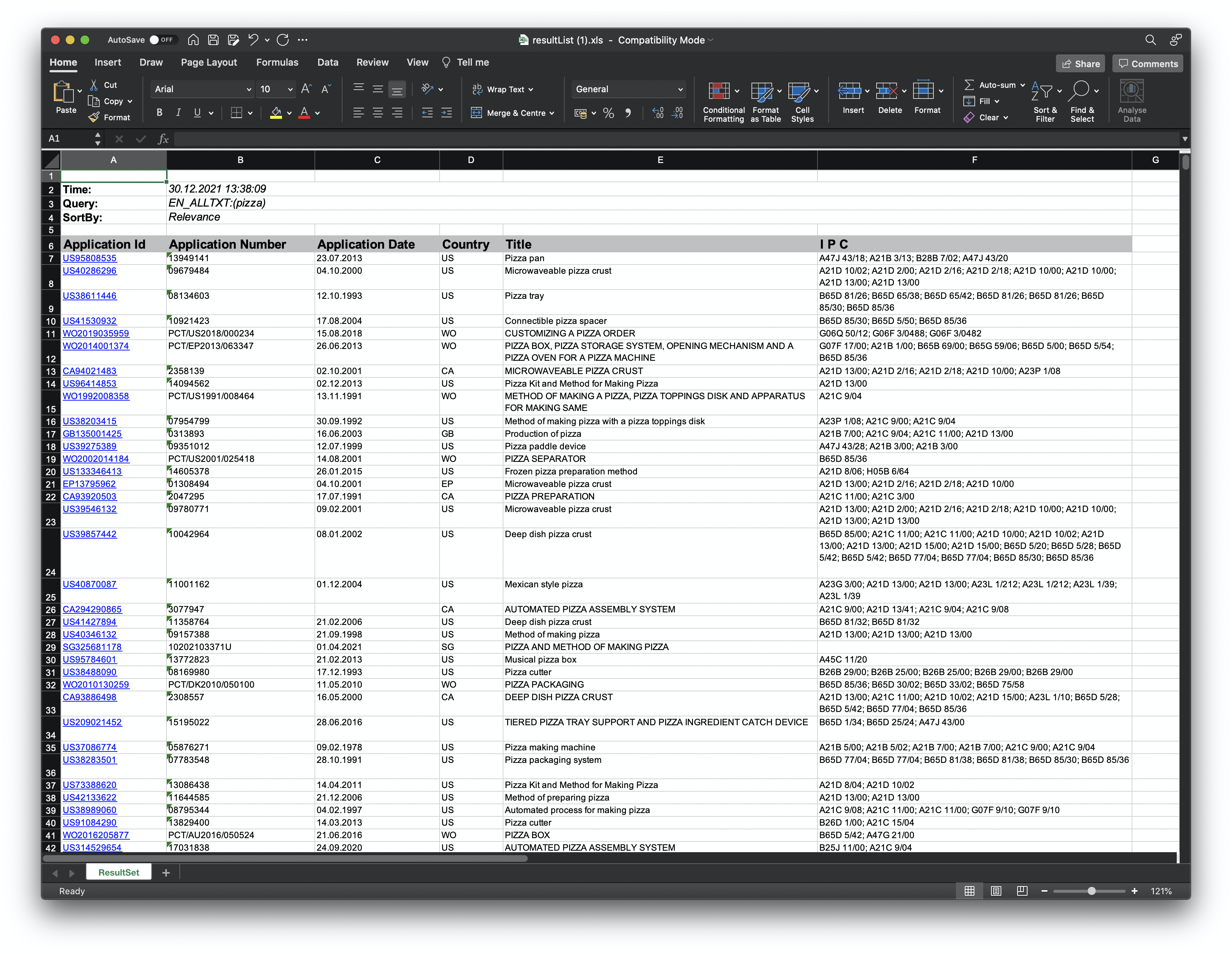 Download patentscope Results