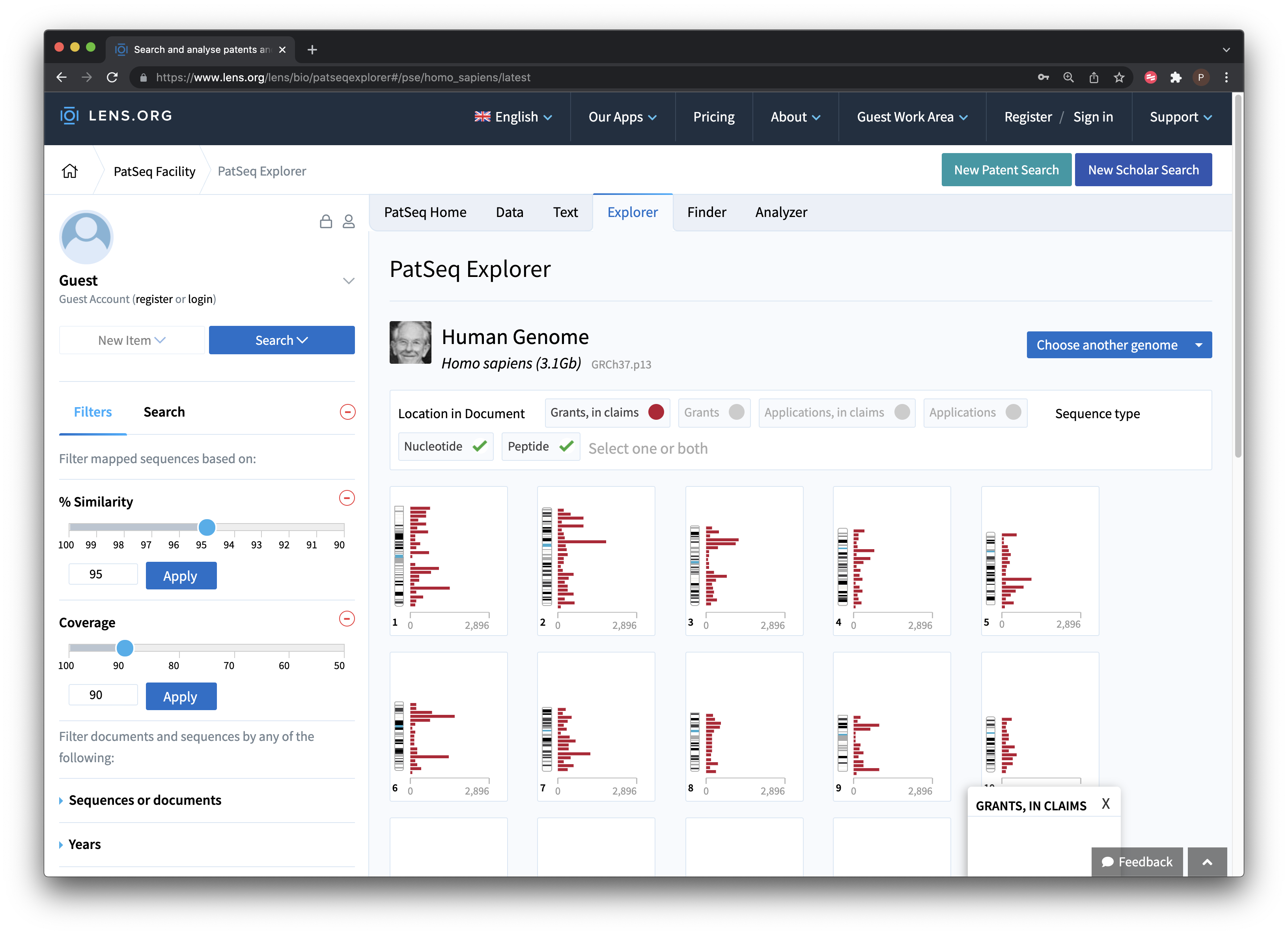 Explore Patent Activity for the Human Genome